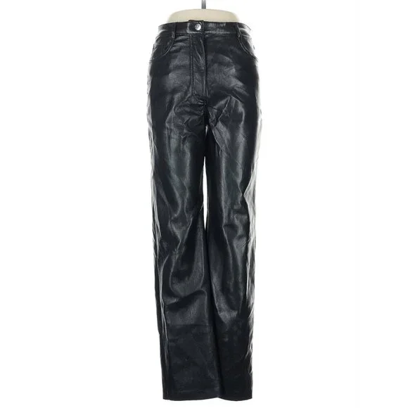 NWT Aritzia Wilfred The Melina Vegan Leather Pants in Black Sz 8, 34" inseam - Picture 2 of 9